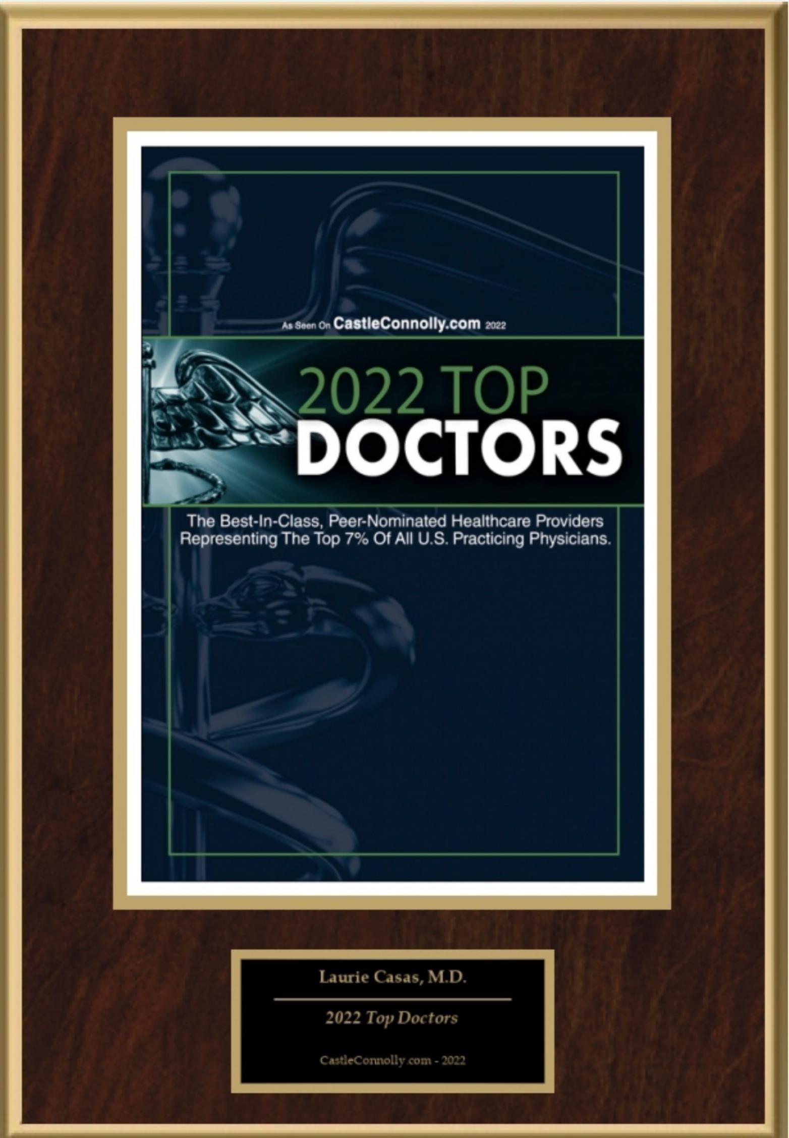 Dr. Laurie Casas Plastic Surgery Top Doctors Award 2022